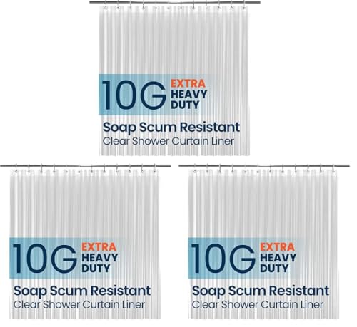 LiBa Shower Curtain PEVA 8G, 72x72 Inch Waterproof Clear