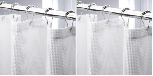 AmazerBath Stall Shower Curtain 60 x 72 Inches, Waffle Shower Curtain White, Fabric Shower Curtains Heavy Duty 240GSM, Hotel Quality Bathroom Shower Curtains