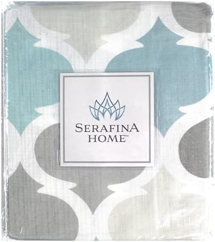 Blue Fabric Shower Curtain Modern Geometrical Blue Gray for Bathroom 72x72