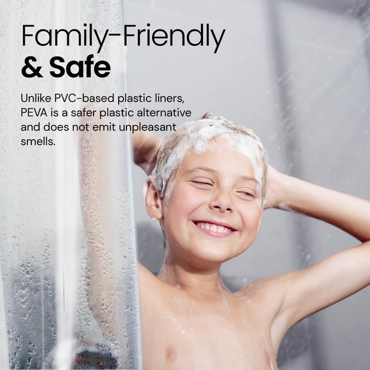 LiBa Shower Curtain PEVA 8G, 72x72 Inch Waterproof Frosted