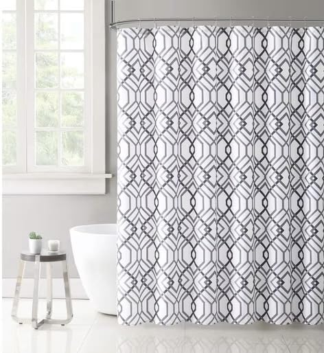 Blue Fabric Shower Curtain Modern Geometrical Blue Gray for Bathroom 72x72