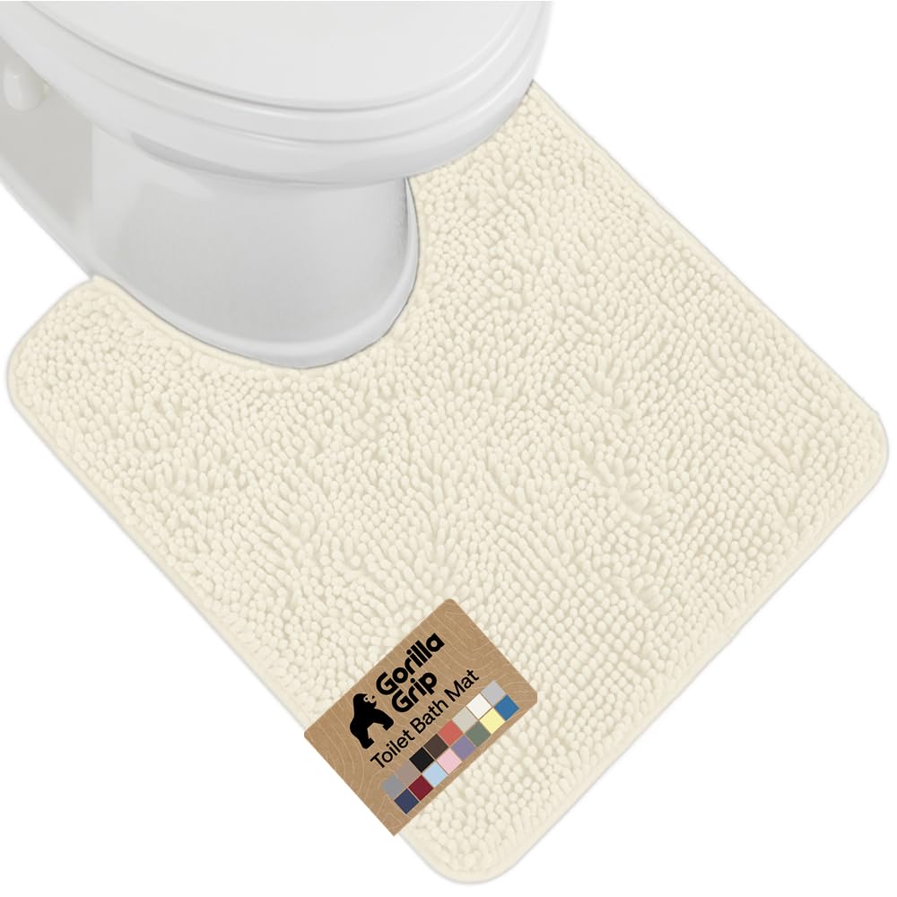 GORILLA GRIP Bath Rug Mat for Bathroom, Absorbent Chenille, 24x17 Blue