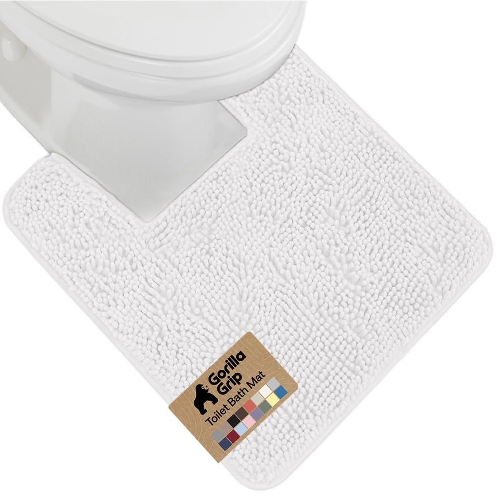 GORILLA GRIP Bath Rug Mat for Bathroom, Absorbent Chenille, 24x17 Blue