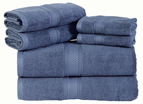 HILLFAIR 100% Cotton 24 Piece Bath Towels Set for Bathroom - Ocean Blue