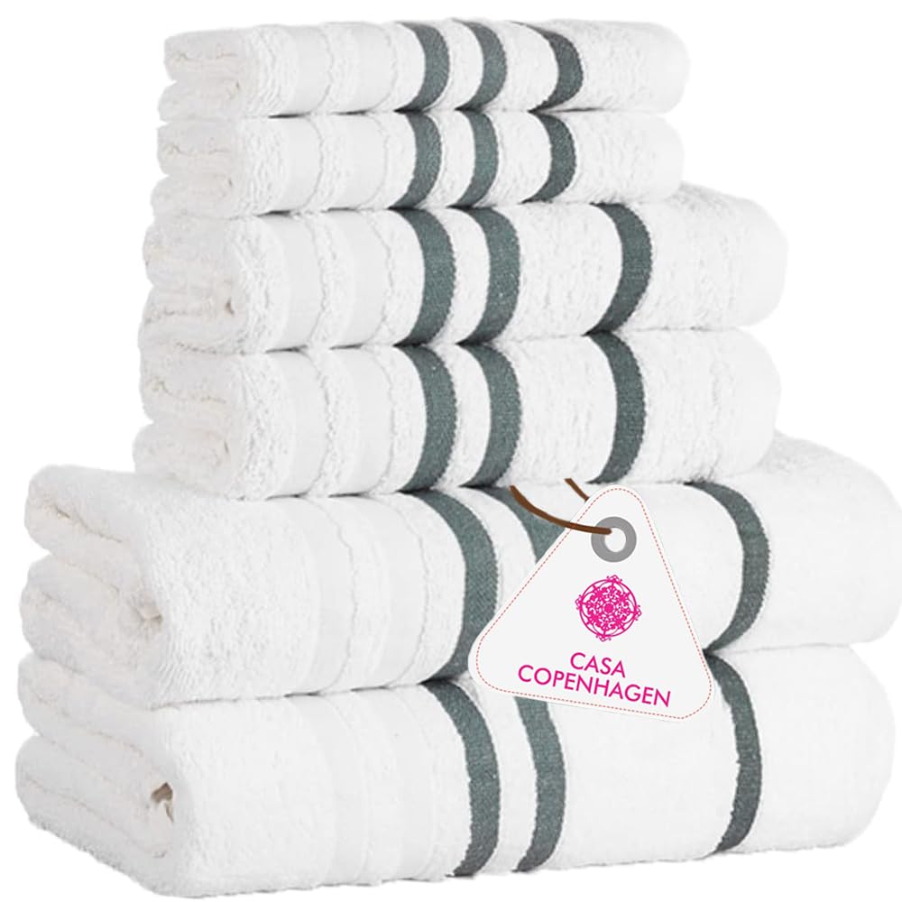 CASA COPENHAGEN 6pcs Bathroom Towel Gift Set, 600GSM, Dark Black