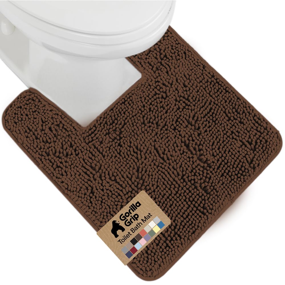 GORILLA GRIP Bath Rug Mat for Bathroom, Absorbent Chenille, 24x17 Blue