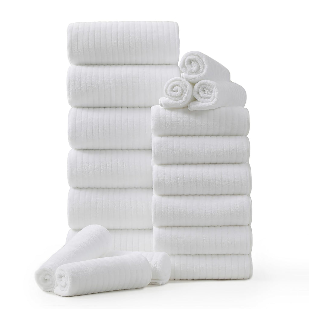 Hailea 18 Piece Family Bath Towel Set Include 6 Bath Towels,6 Hand Towels and 6 Washcloths Soft Bathroom Towel with Hanging Loops,Highly Absorbent Quick Dry Towels Set for Bathroom,Hotel and Spa-Navy
