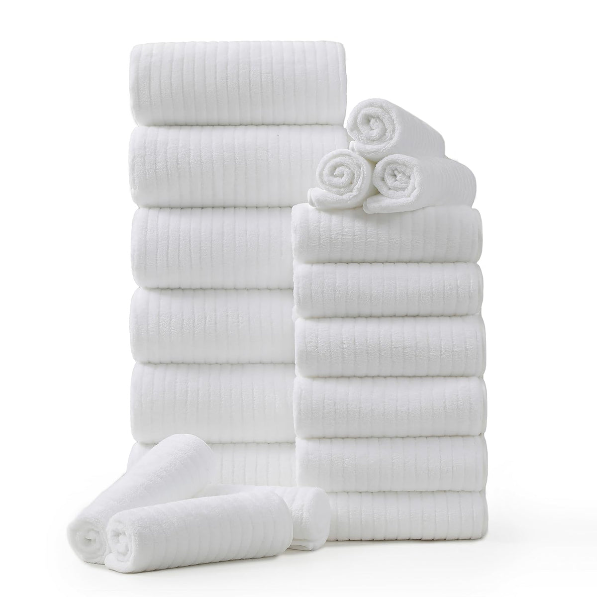 Hailea 18 Piece Family Bath Towel Set Include 6 Bath Towels,6 Hand Towels and 6 Washcloths Soft Bathroom Towel with Hanging Loops,Highly Absorbent Quick Dry Towels Set for Bathroom,Hotel and Spa-Navy
