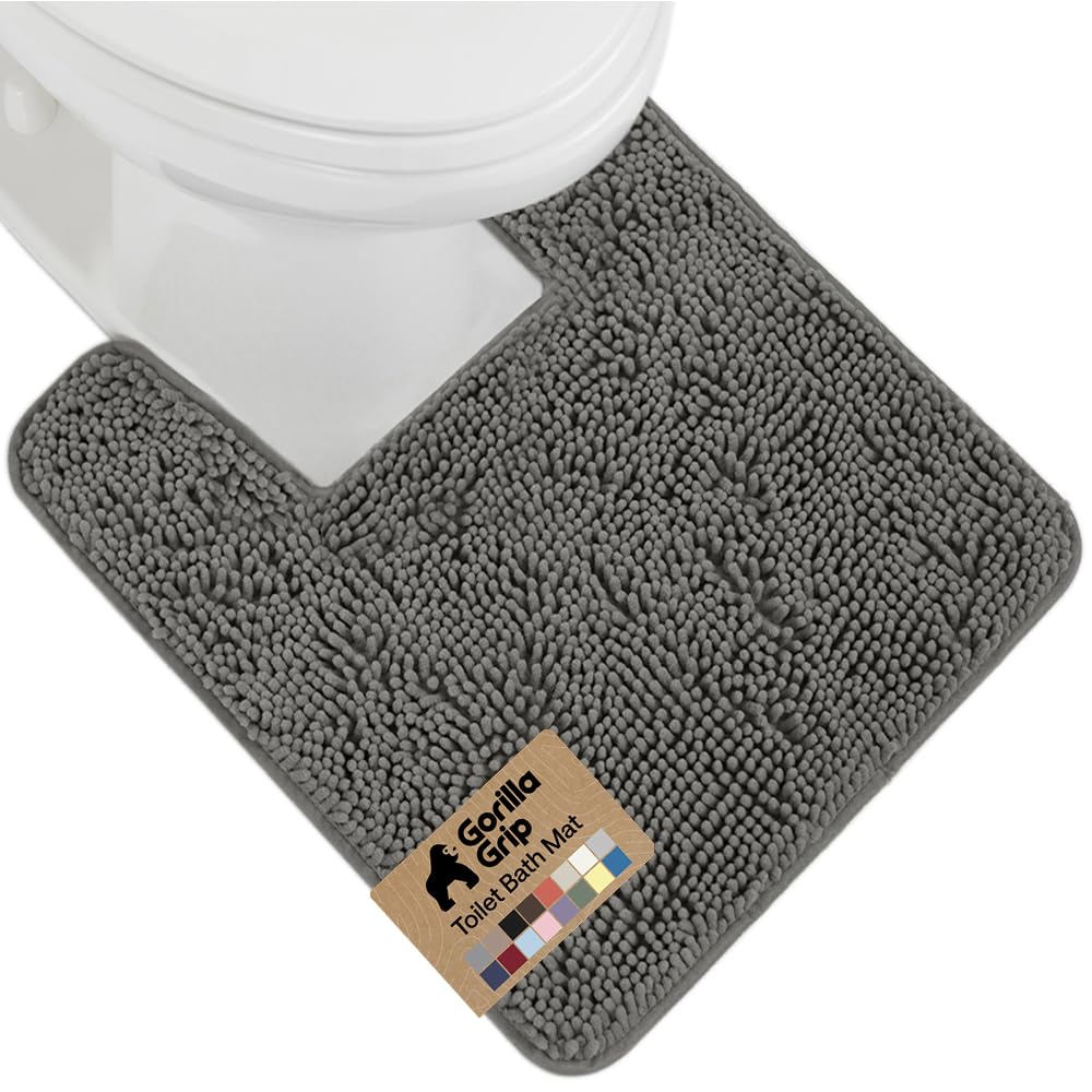GORILLA GRIP Bath Rug Mat for Bathroom, Absorbent Chenille, 24x17 Blue