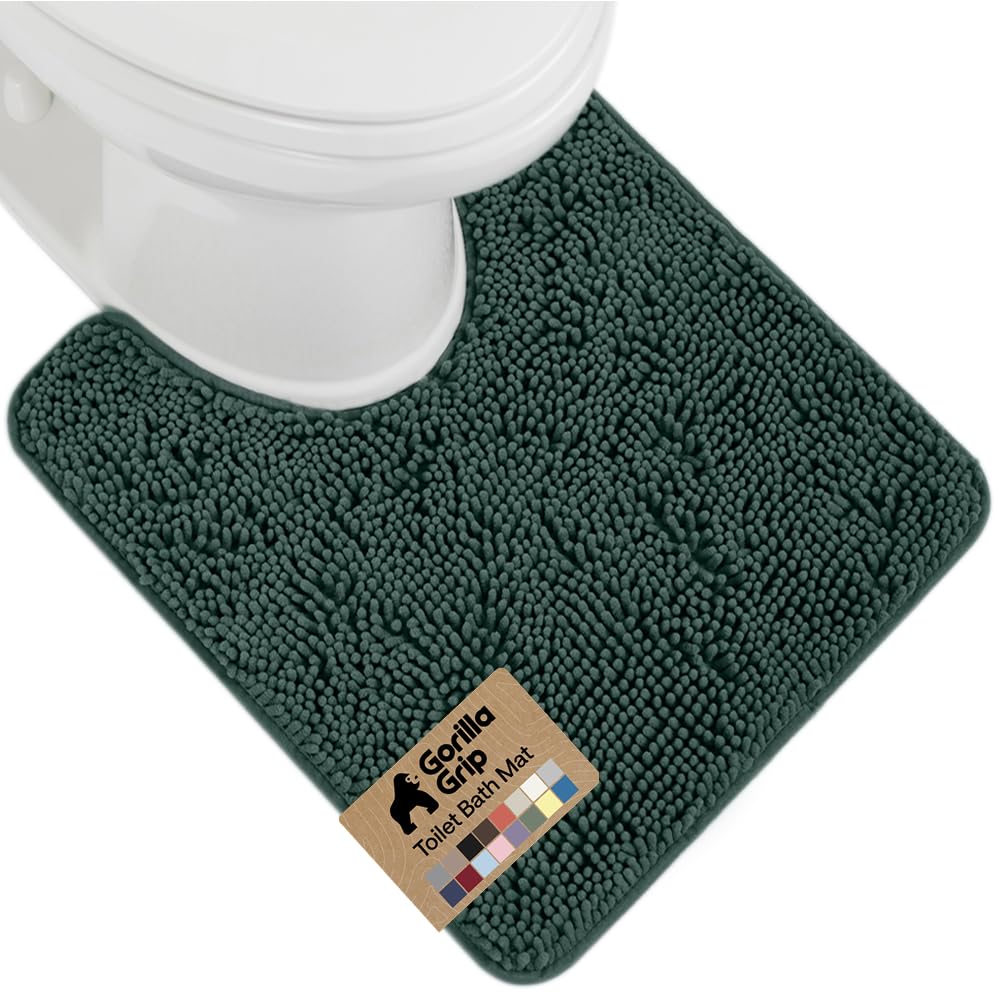GORILLA GRIP Bath Rug Mat for Bathroom, Absorbent Chenille, 24x17 Blue