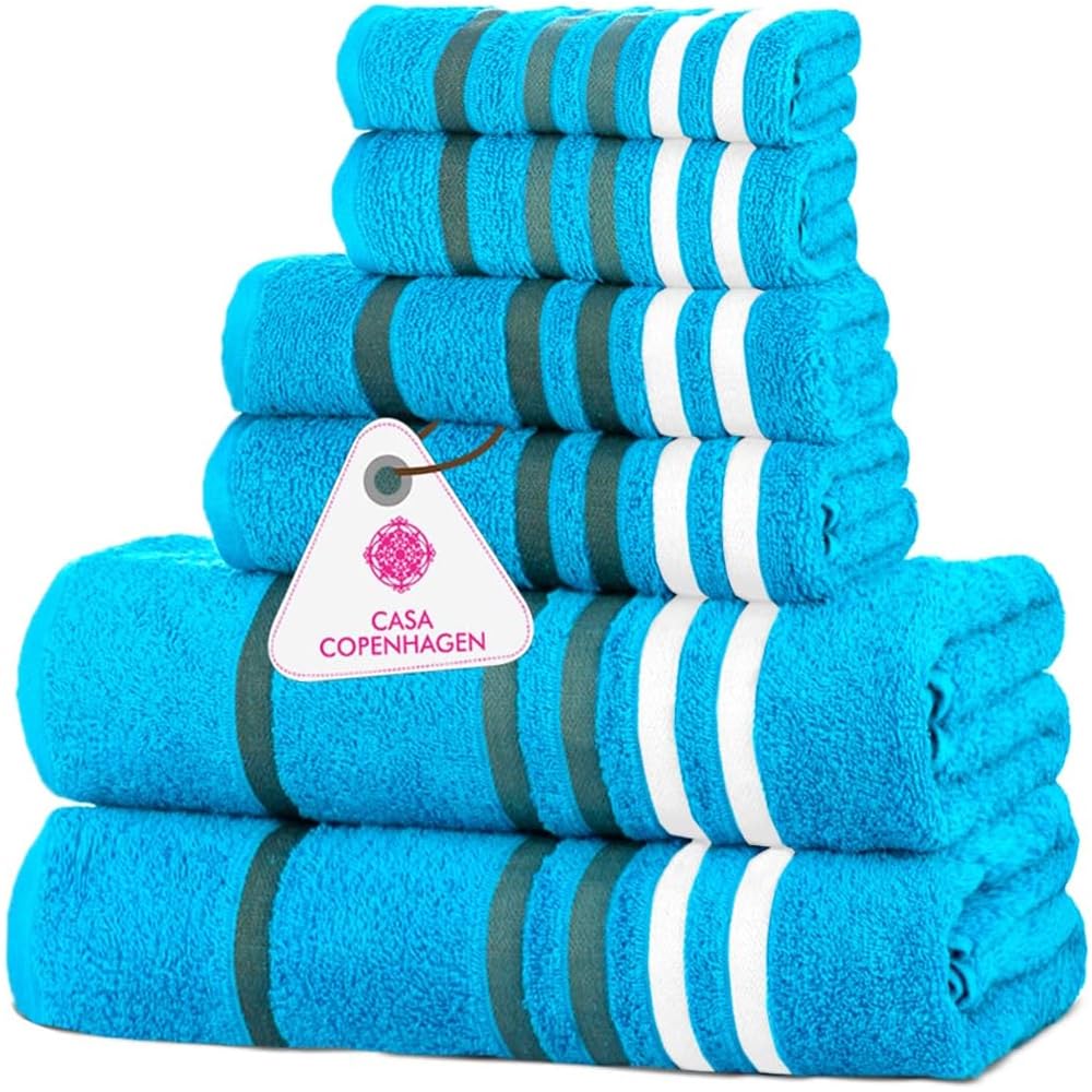 CASA COPENHAGEN 6pcs Bathroom Towel Gift Set, 600GSM, Dark Black