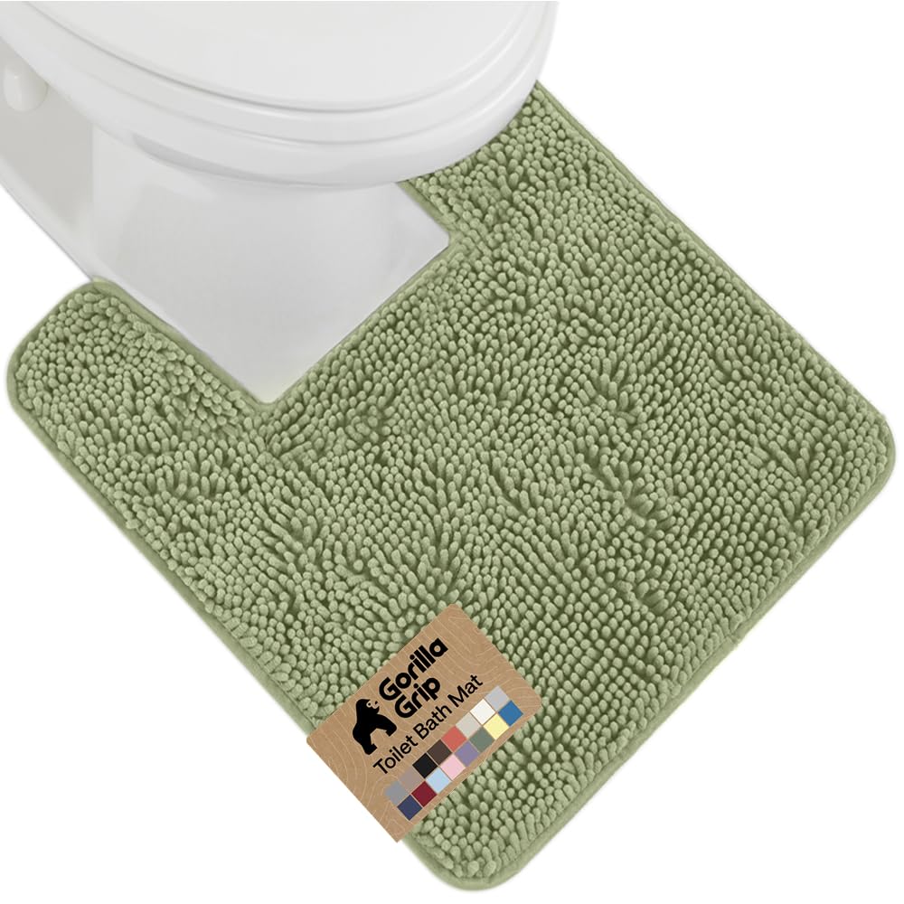 GORILLA GRIP Bath Rug Mat for Bathroom, Absorbent Chenille, 24x17 Blue