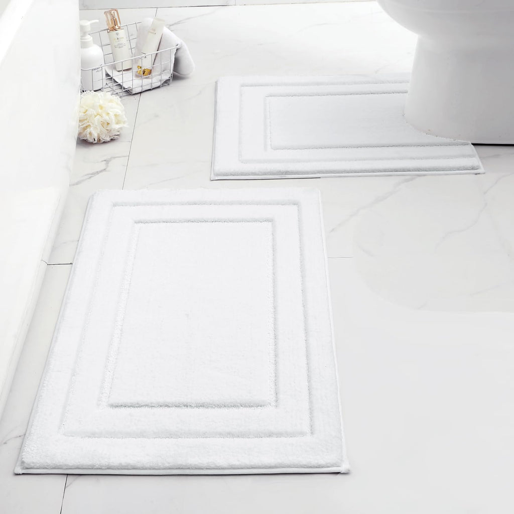 HOMEIDEAS Bathroom Rugs Sets 2 Piece, Super Soft and Absorbent Non Slip Microfiber Machine Washable Bath Mat Set (20" x 32" + 16" x 24", Brown)