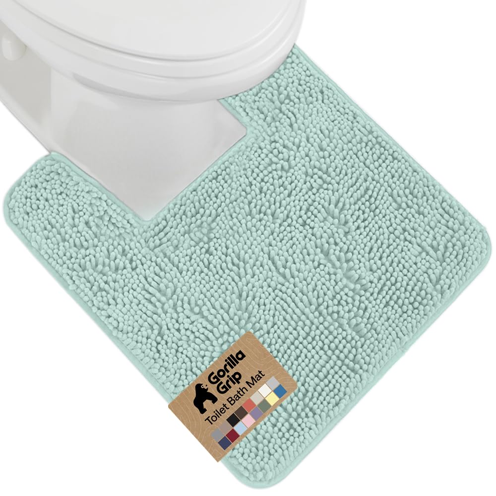 GORILLA GRIP Bath Rug Mat for Bathroom, Absorbent Chenille, 24x17 Gray