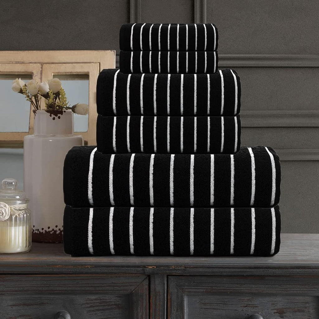 CASA COPENHAGEN 6pcs Bathroom Towel Gift Set, 600GSM, Dark Black