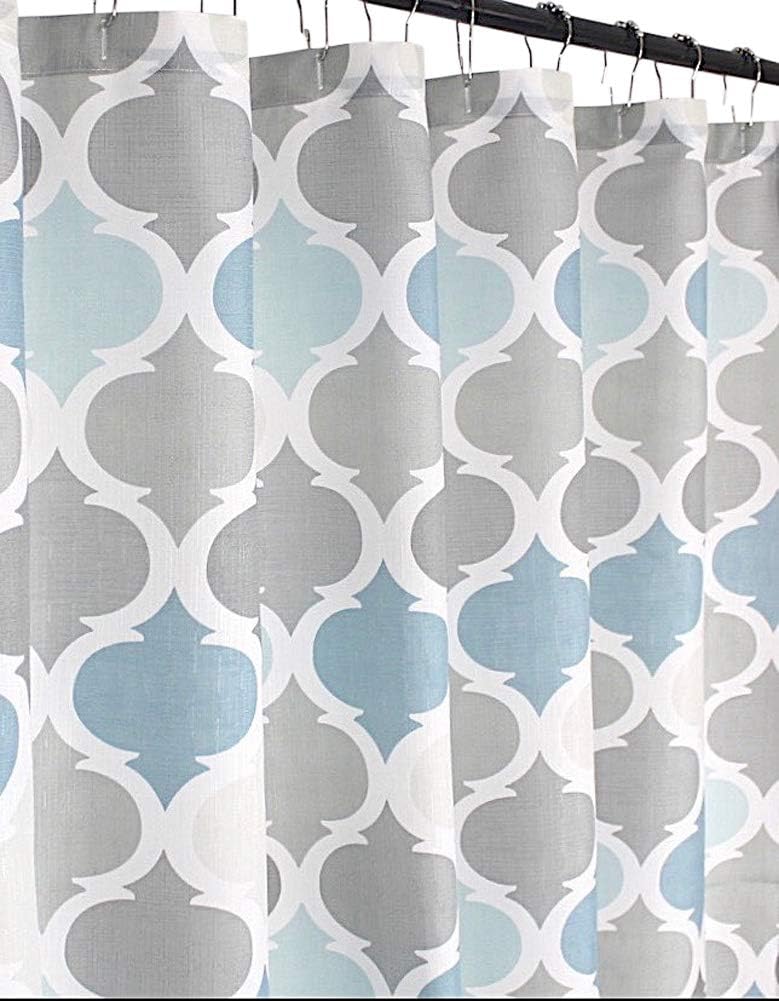 Blue Fabric Shower Curtain Modern Geometrical Blue Gray for Bathroom 72x72