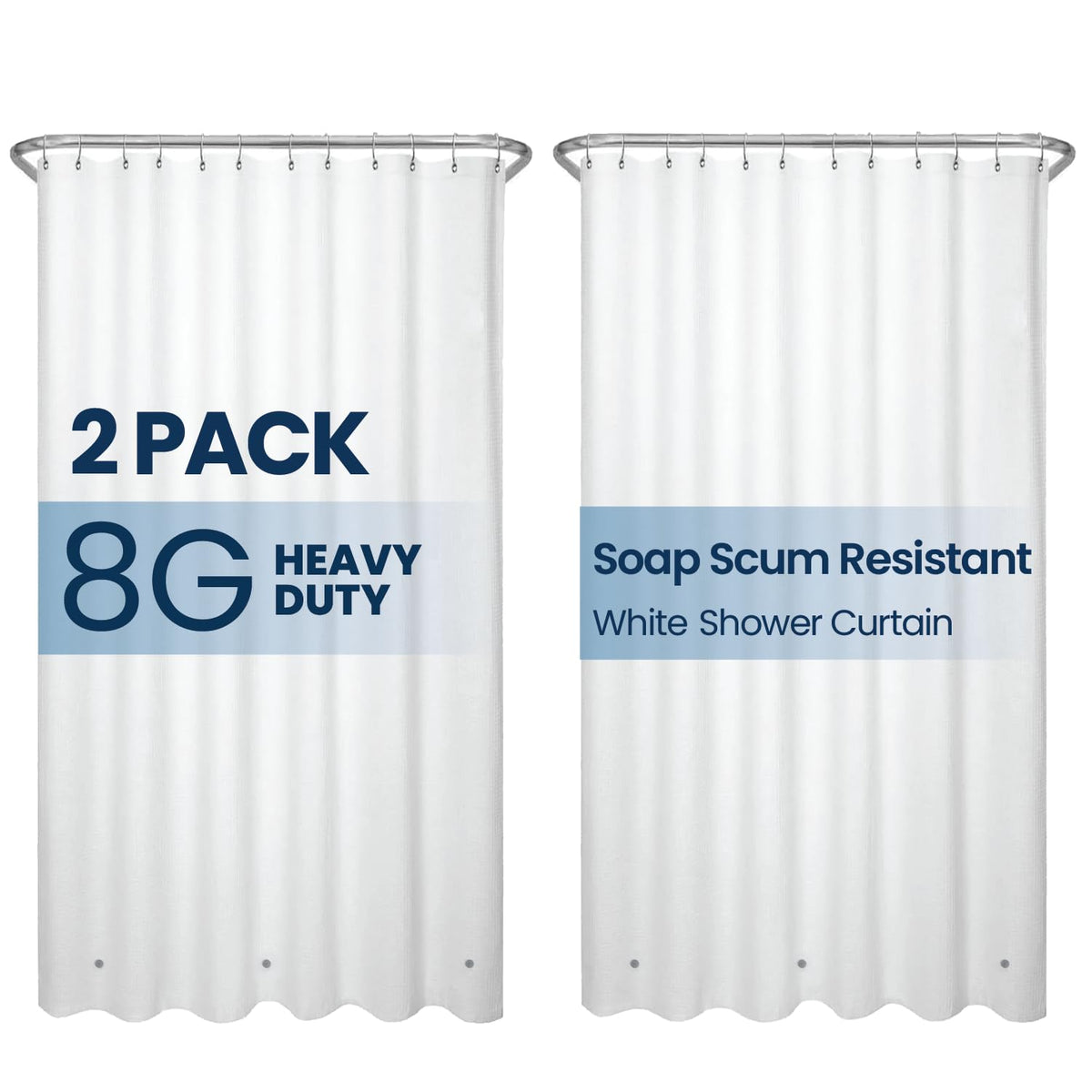LiBa Shower Curtain PEVA 8G, 72x72 Inch Clear 2-Pack