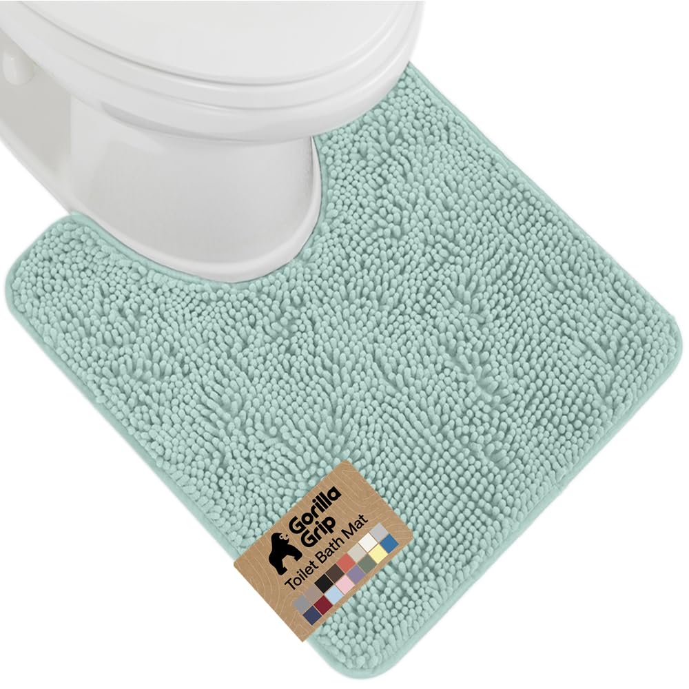 GORILLA GRIP Bath Rug Mat for Bathroom, Absorbent Chenille, 24x17 Blue