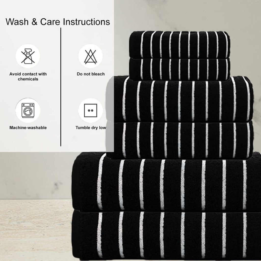 CASA COPENHAGEN 6pcs Bathroom Towel Gift Set, 600GSM, Dark Black