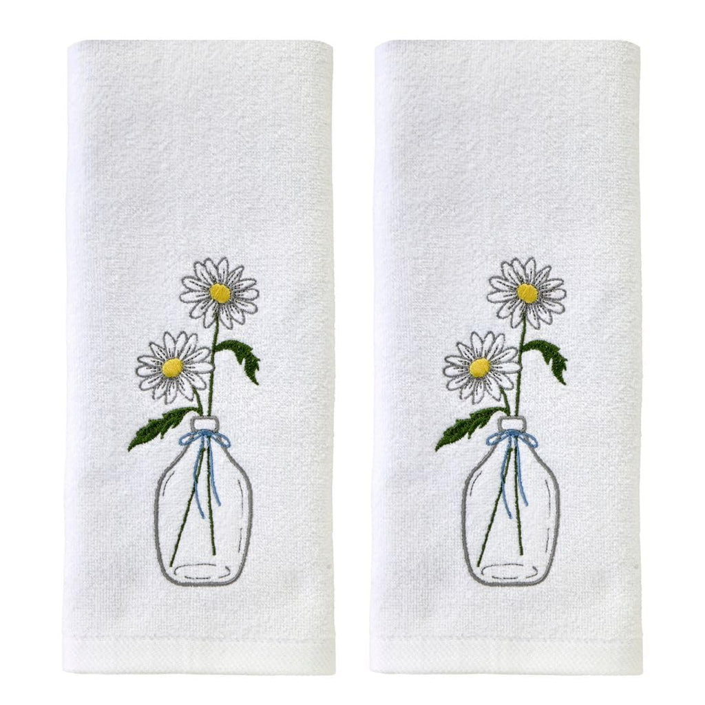 SKL Home Floral Hand Towel Set-2pc, 100% Cotton Jacquard, Gray