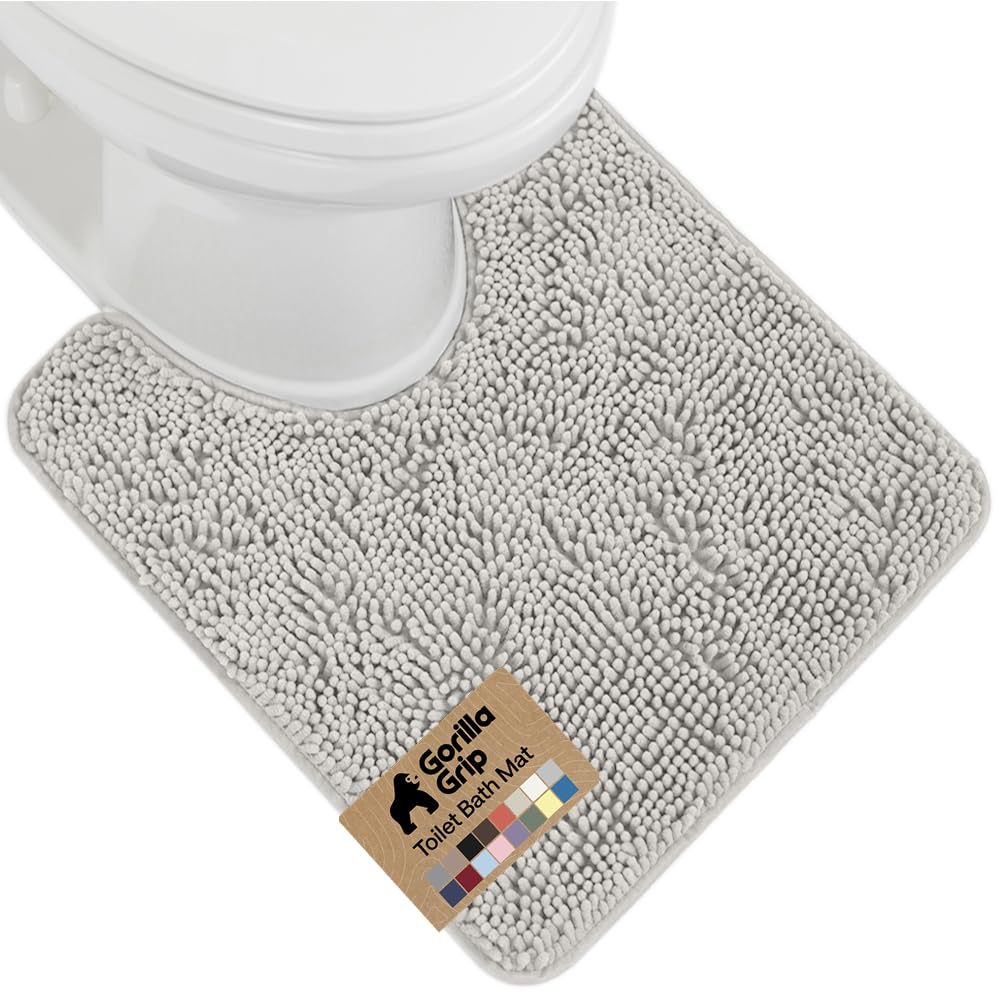 GORILLA GRIP Bath Rug Mat for Bathroom, Absorbent Chenille, 24x17 Blue