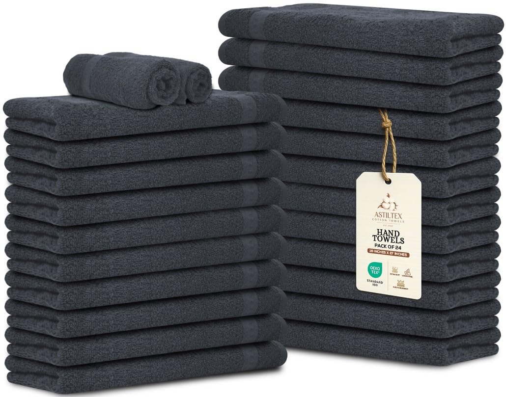 Bath Towels Pack of 6 – 24" x 48" – 100% Cotton Terry, Soft, Quick-Dry & Highly Absorbent – Navy Blue Towels for Bathroom, Spa, Gym, Hotel, Pool & Everyday Use