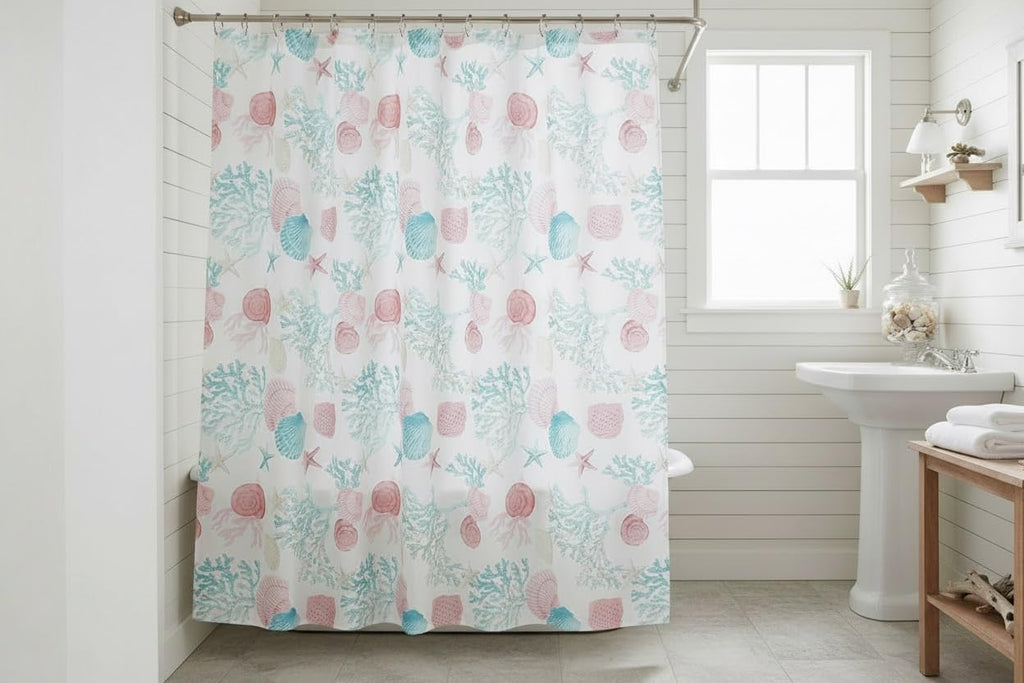 Blue Fabric Shower Curtain Modern Geometrical Blue Gray for Bathroom 72x72