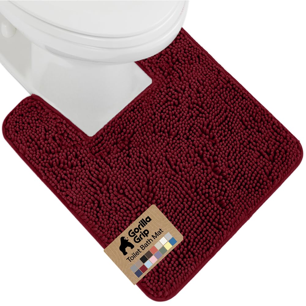 GORILLA GRIP Bath Rug Mat for Bathroom, Absorbent Chenille, 24x17 Blue