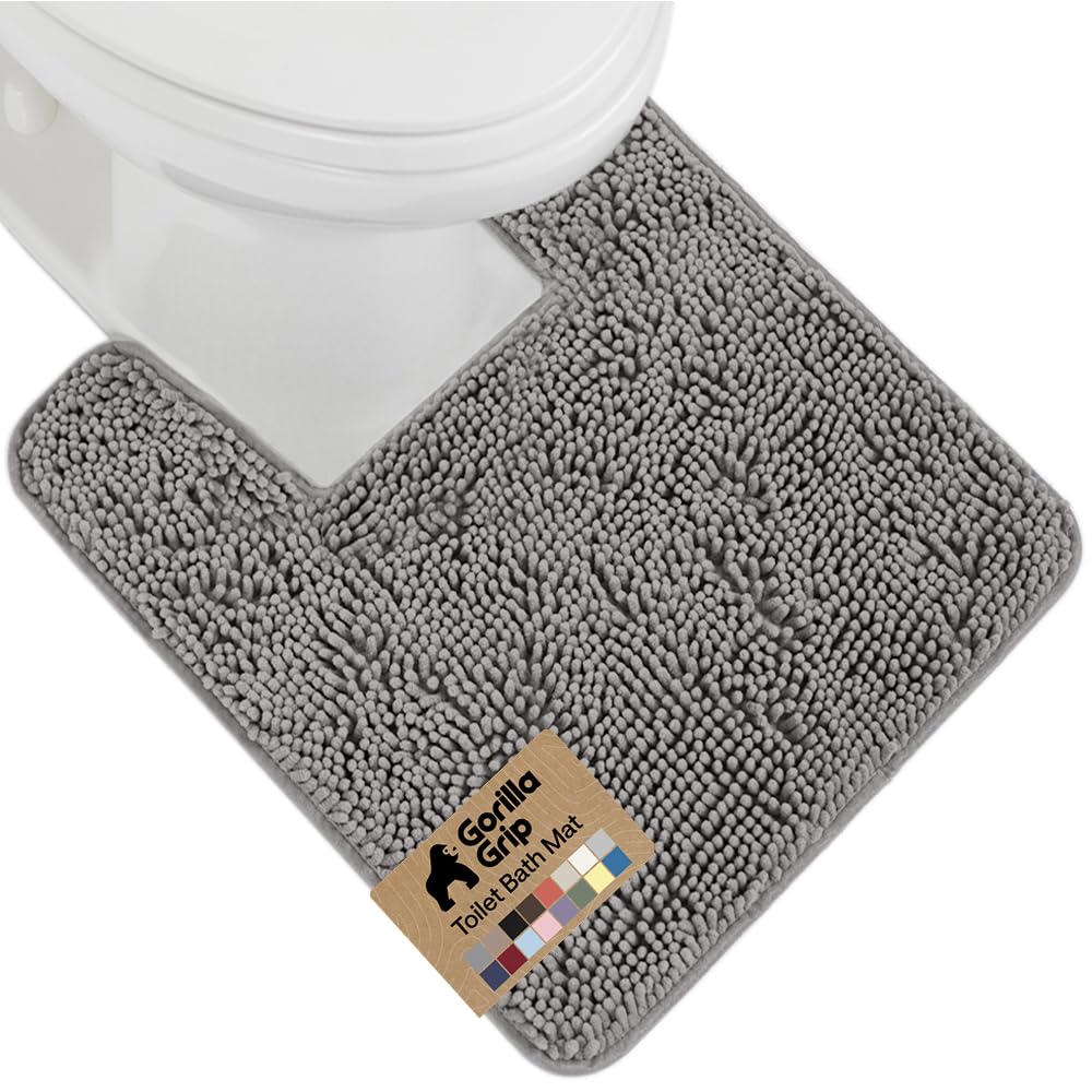 GORILLA GRIP Bath Rug Mat for Bathroom, Absorbent Chenille, 24x17 Blue