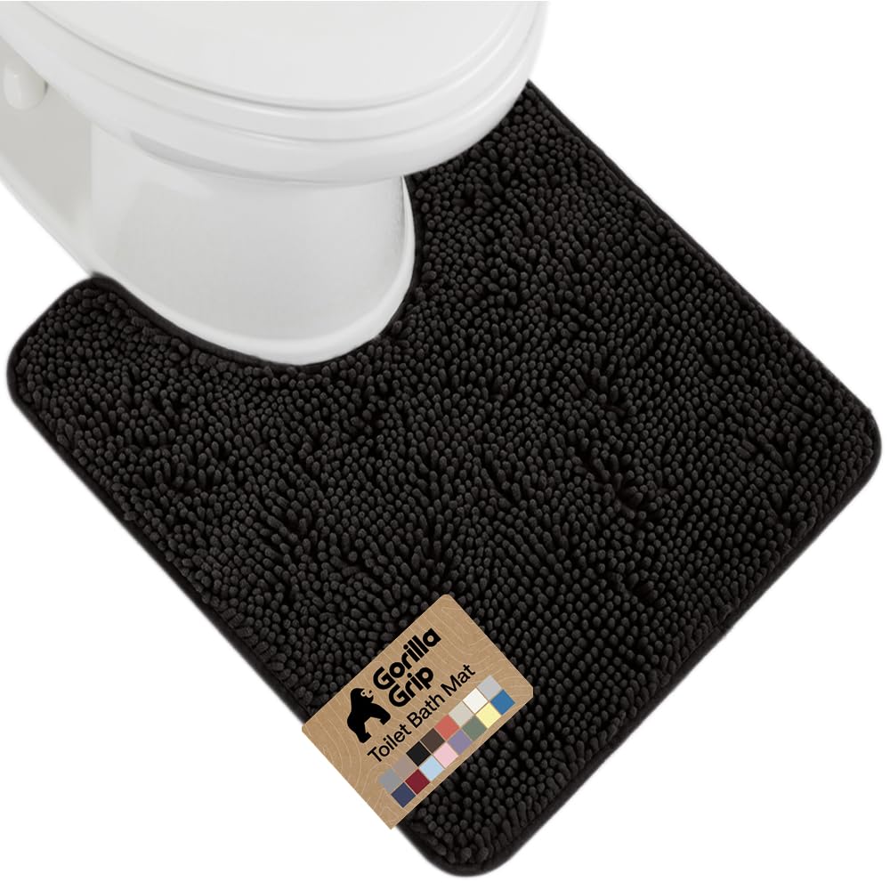 GORILLA GRIP Bath Rug Mat for Bathroom, Absorbent Chenille, 24x17 Blue