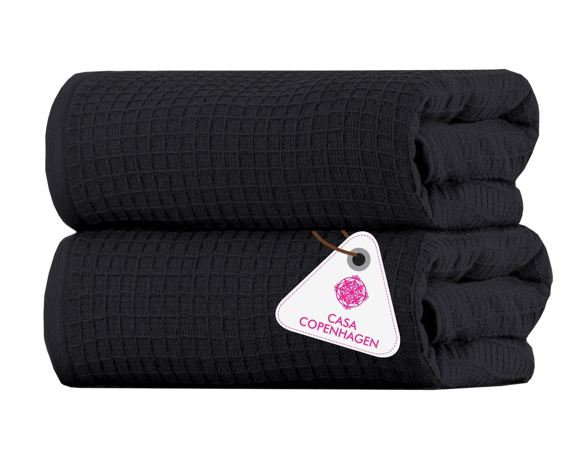 CASA COPENHAGEN 6pcs Bathroom Towel Gift Set, 600GSM, Dark Black
