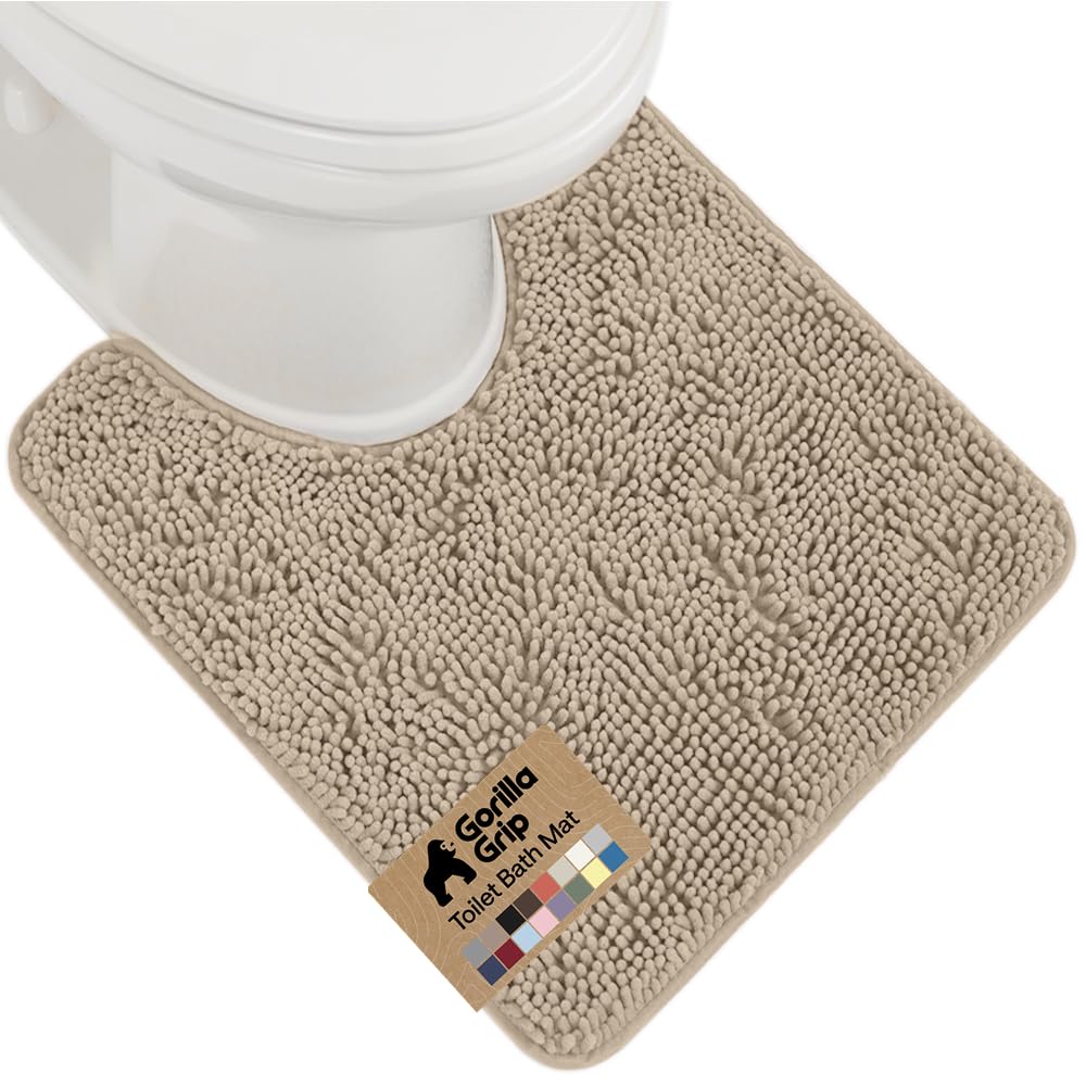 GORILLA GRIP Bath Rug Mat for Bathroom, Absorbent Chenille, 24x17 Blue