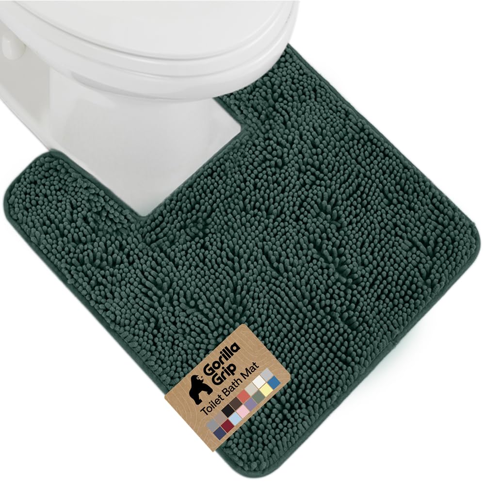 GORILLA GRIP Bath Rug Mat for Bathroom, Absorbent Chenille, 24x17 Blue