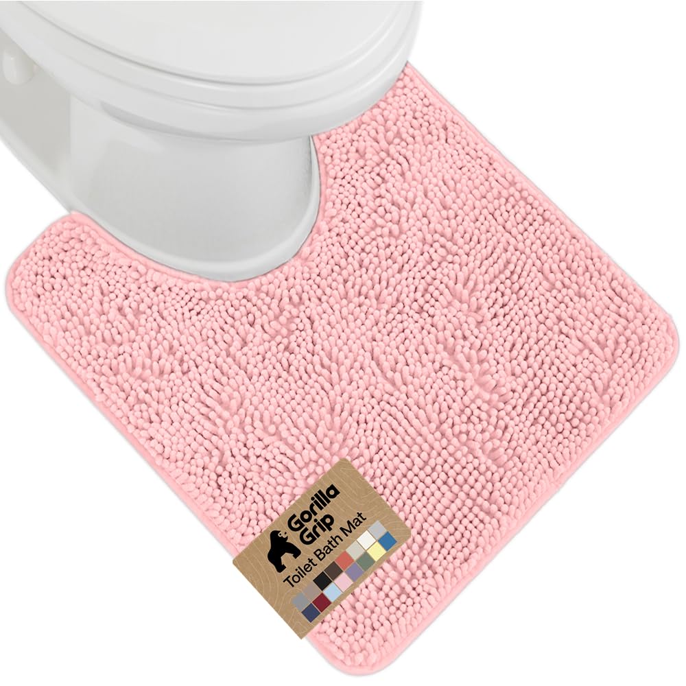 GORILLA GRIP Bath Rug Mat for Bathroom, Absorbent Chenille, 24x17 Blue