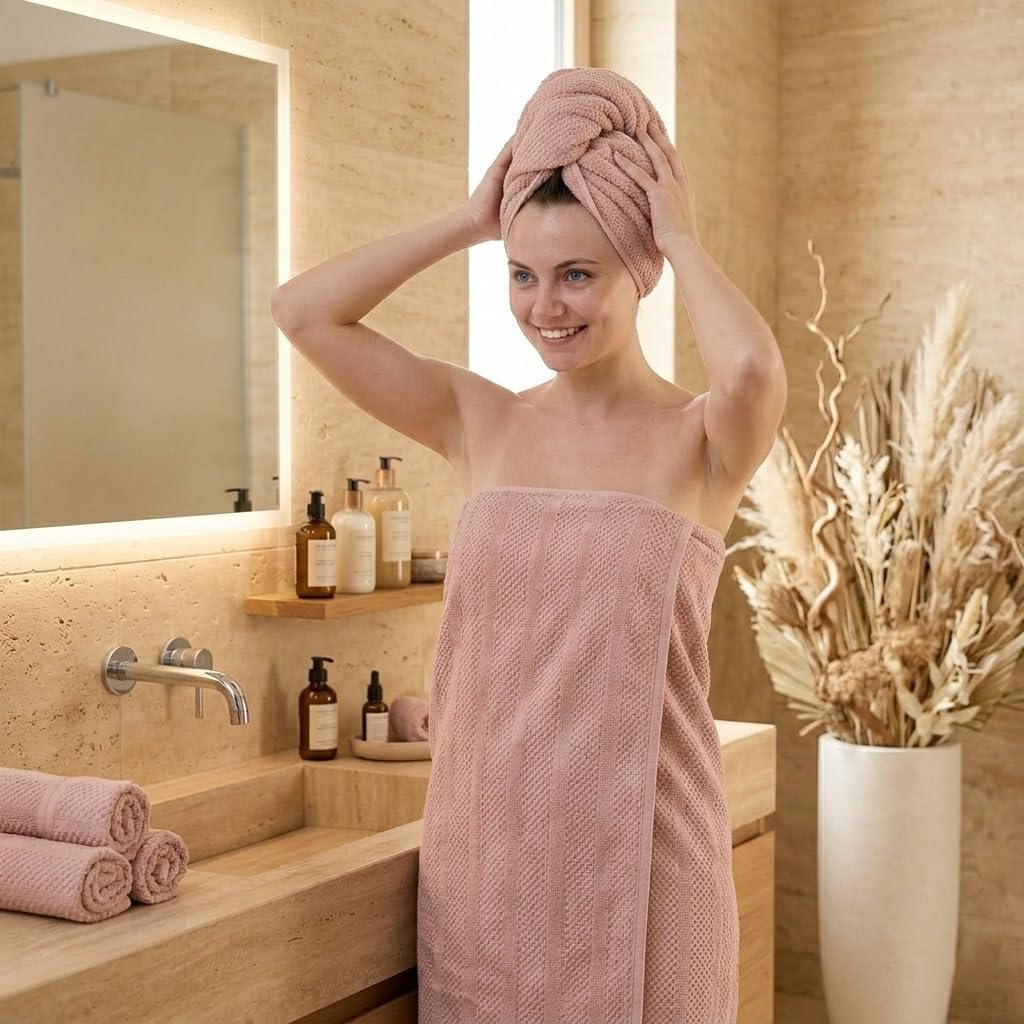 4 Pack Microfiber Bath Towels Set,Soft and Super Absorbent Bath Towel, Quick Dry Large Towels for Bathroom, Spa,Swinming Pool Party,Gym 54 x 27 in Multicolor（Blue、Pink、Off White、Grey）
