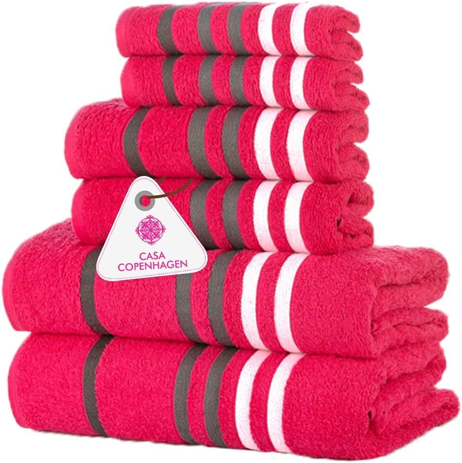 CASA COPENHAGEN 6pcs Bathroom Towel Gift Set, 600GSM, Dark Black