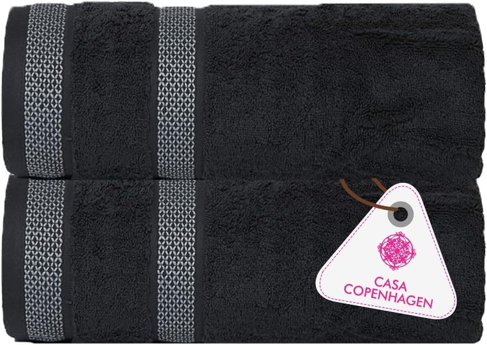 CASA COPENHAGEN 6pcs Bathroom Towel Gift Set, 600GSM, Dark Black
