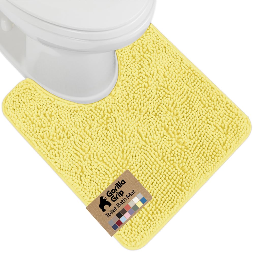 GORILLA GRIP Bath Rug Mat for Bathroom, Absorbent Chenille, 24x17 Blue