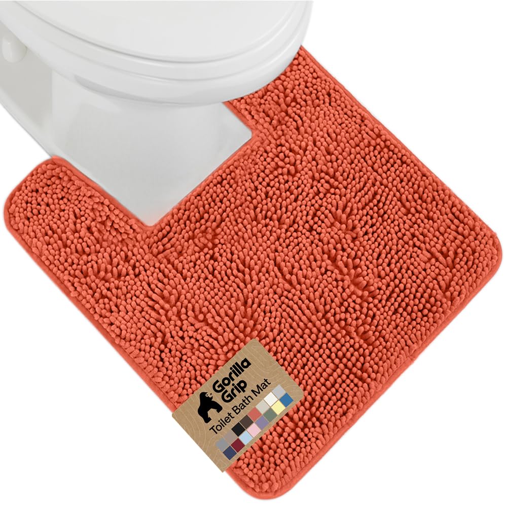 GORILLA GRIP Bath Rug Mat for Bathroom, Absorbent Chenille, 24x17 Blue