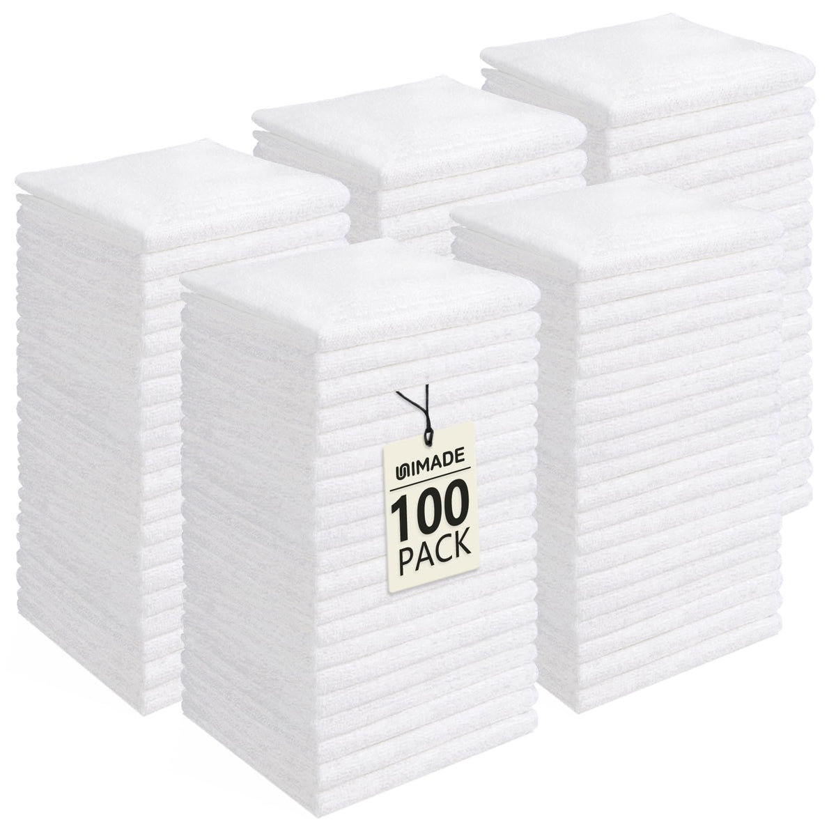 UNIMADE Washcloths Bulk 100 Pack Face Towels (12" x 12"), Highly Soft Wash Cloths and Hand Towels, Fast Drying Multi-Purpose Microfiber Cleansing Cloths for Bathroom, Hotel, Spa, and Salon-Multicolor