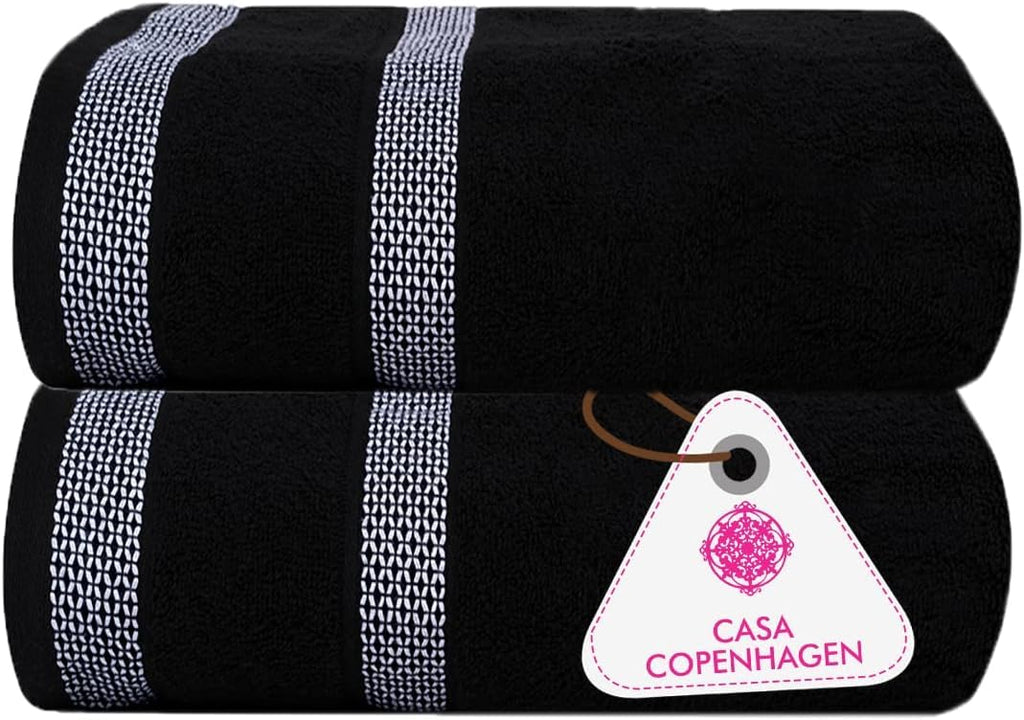CASA COPENHAGEN 6pcs Bathroom Towel Gift Set, 600GSM, Dark Black