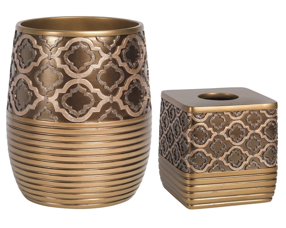Zahari Home Spindle Modern Bathroom Towel Set - 3 Piece Bath, Hand, and Wash Towels - Classic Luxury Contemporary Decor - Beautiful Gold Unique Design Bath Ensemble