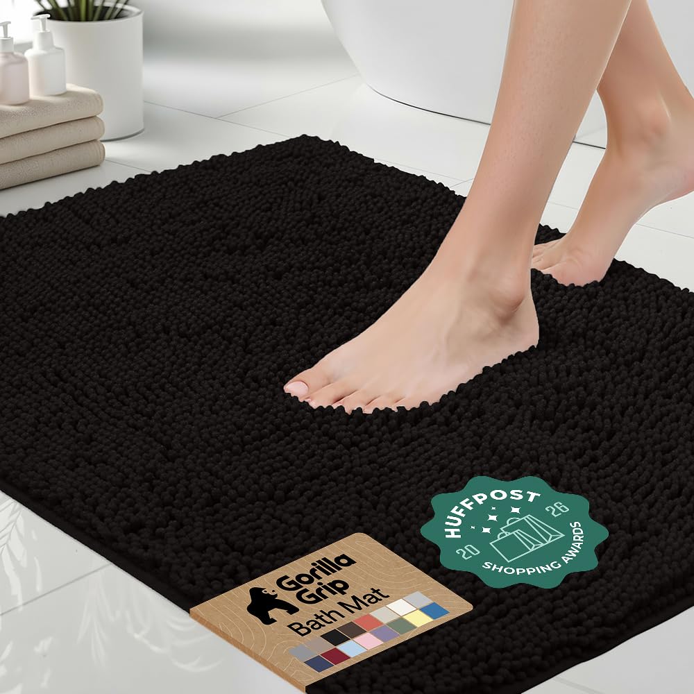 GORILLA GRIP Bath Rug Mat for Bathroom, Absorbent Chenille 24x17 Sage Green