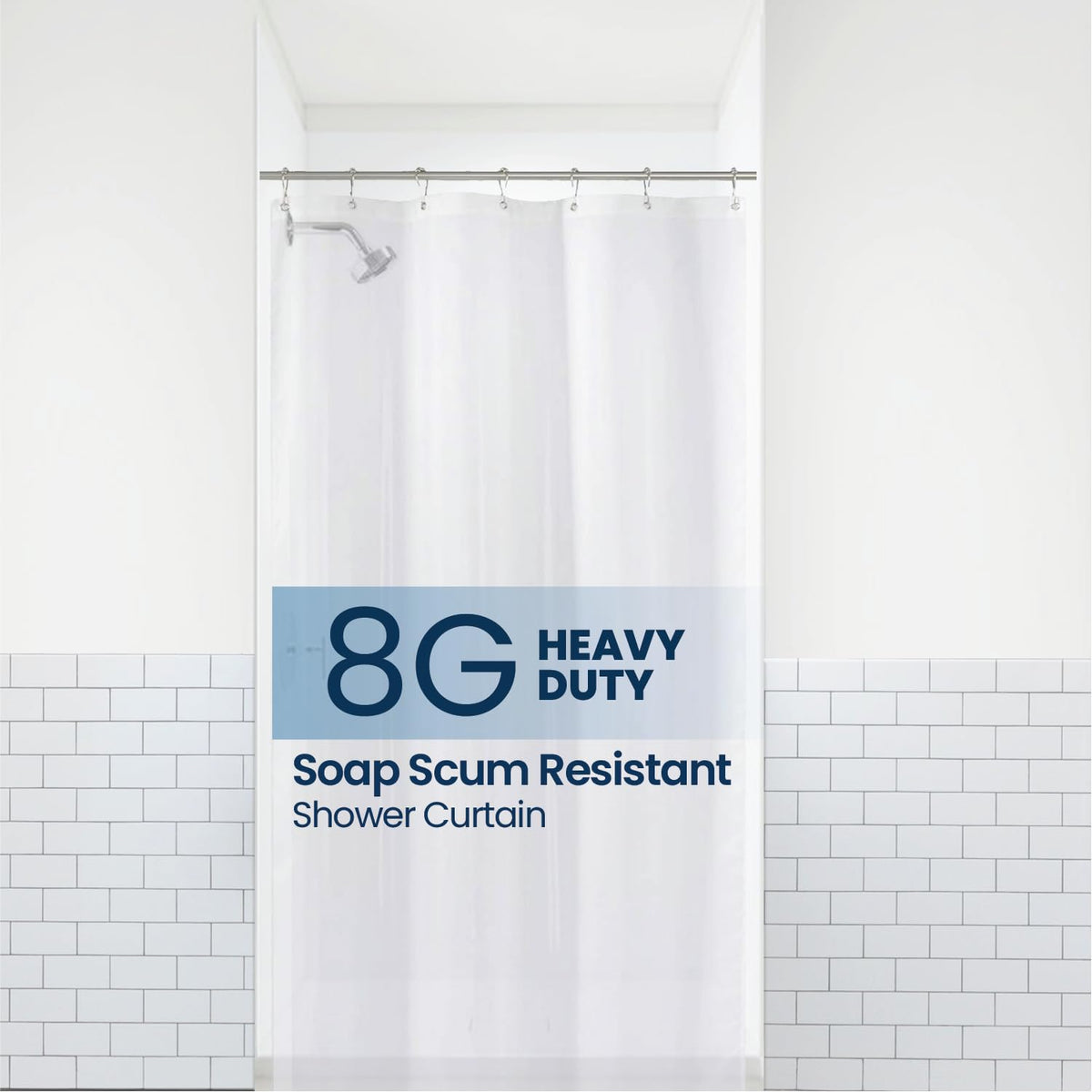 LiBa Shower Curtain PEVA 8G, 72x72 Inch Waterproof Clear