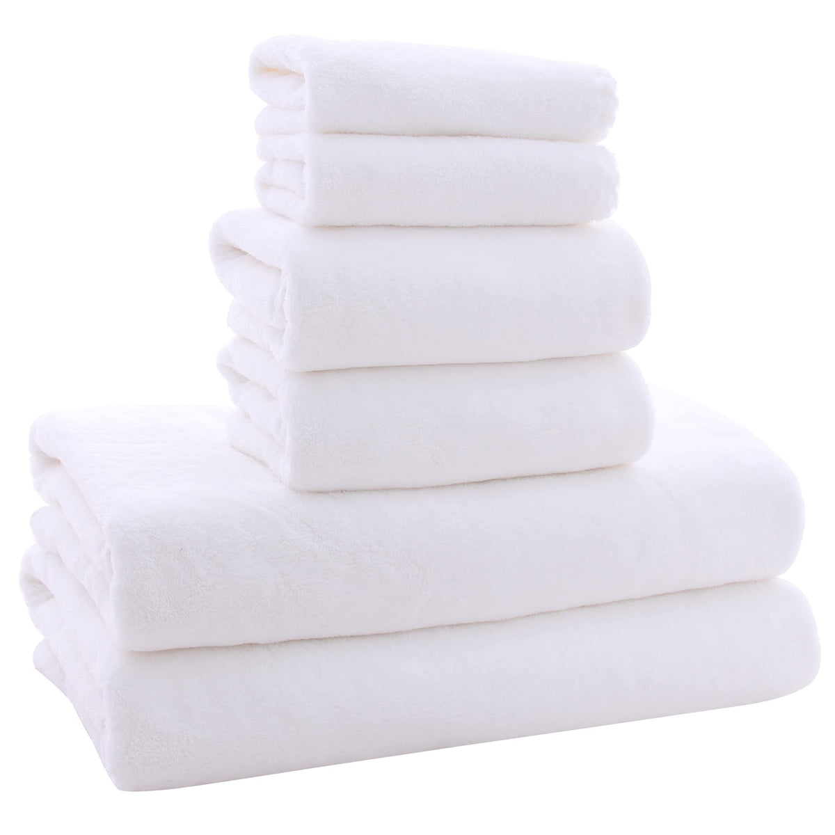 MOONQUEEN Ultra Soft Towel Set - Quick Drying - 2 Bath Towels 2 Hand Towels 2 Washcloths - Microfiber Coral Velvet Highly Absorbent Towel for Fitness, Bathroom, Sports, Yoga, Travel (Pink, 6 Pcs)