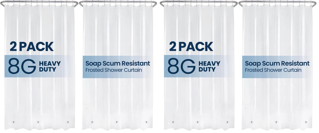 LiBa Shower Curtain PEVA 8G, 72x72 Inch Clear 2-Pack