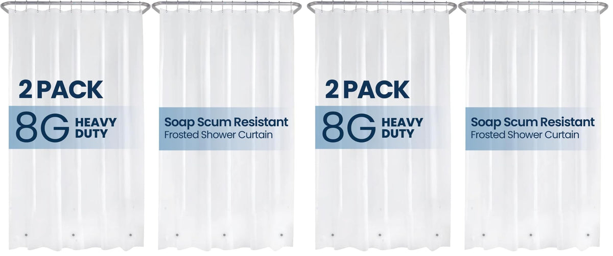 LiBa Shower Curtain PEVA 8G, 72x72 Inch Clear 2-Pack