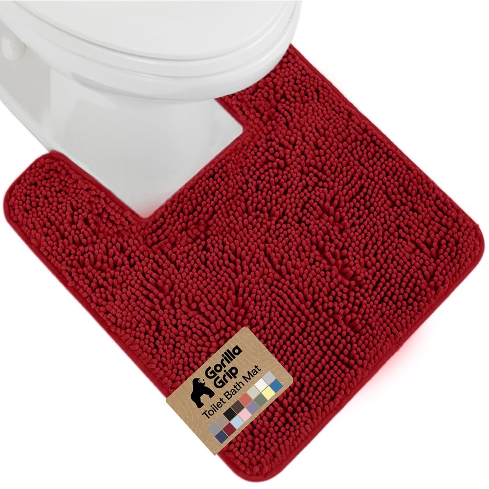 GORILLA GRIP Bath Rug Mat for Bathroom, Absorbent Chenille, 24x17 Blue