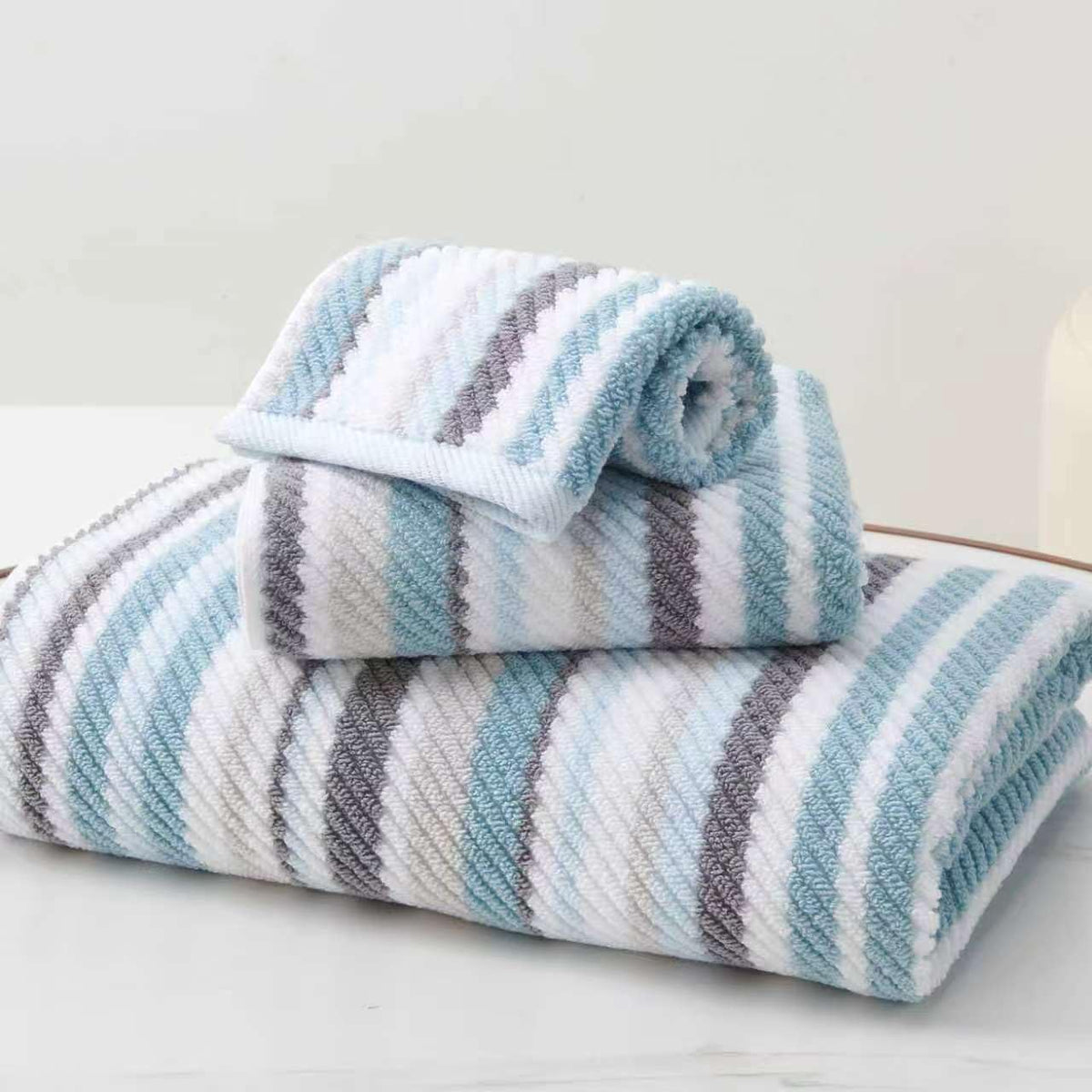 VOOVA & MOVAS Hand Towels, Cotton, Soft, Thick, 16x27 in, Tan Gray Beige
