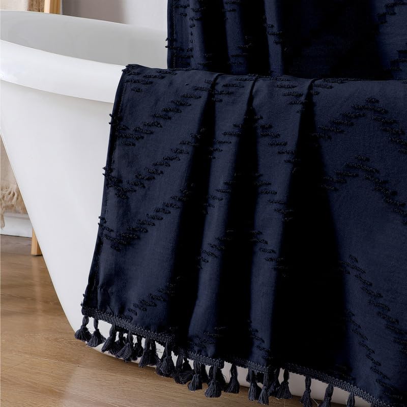 OWENIE White Fabric Boho Shower Curtain 72 x 72 Inches for Bathroom